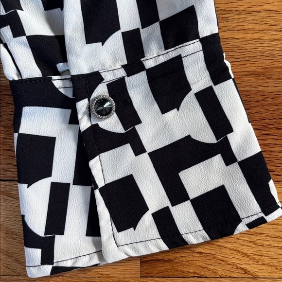 Sanctuary Geometric Pattern Shirt Dress Women’s Medium BlackWhite Office Siren - Picture 6 of 6